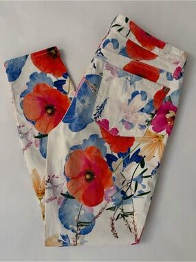 7 For All Mankind White Skinny Jeans Floral Print Women’s Size 29